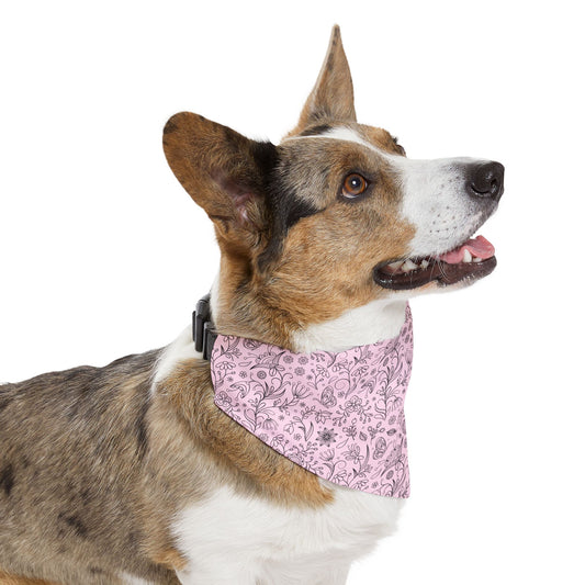 Whimsical Doodles | Pink Pet Bandana Collar